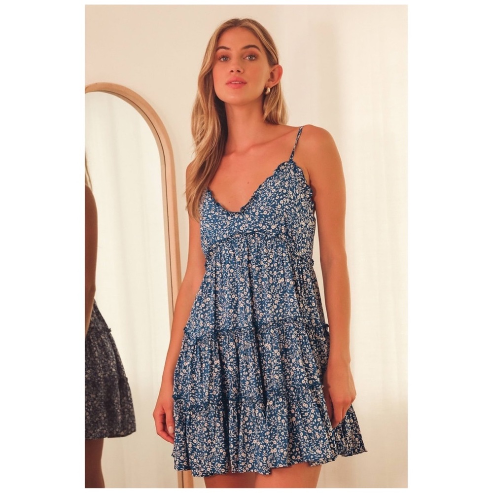 Lulu's Blue Floral Mini Dress